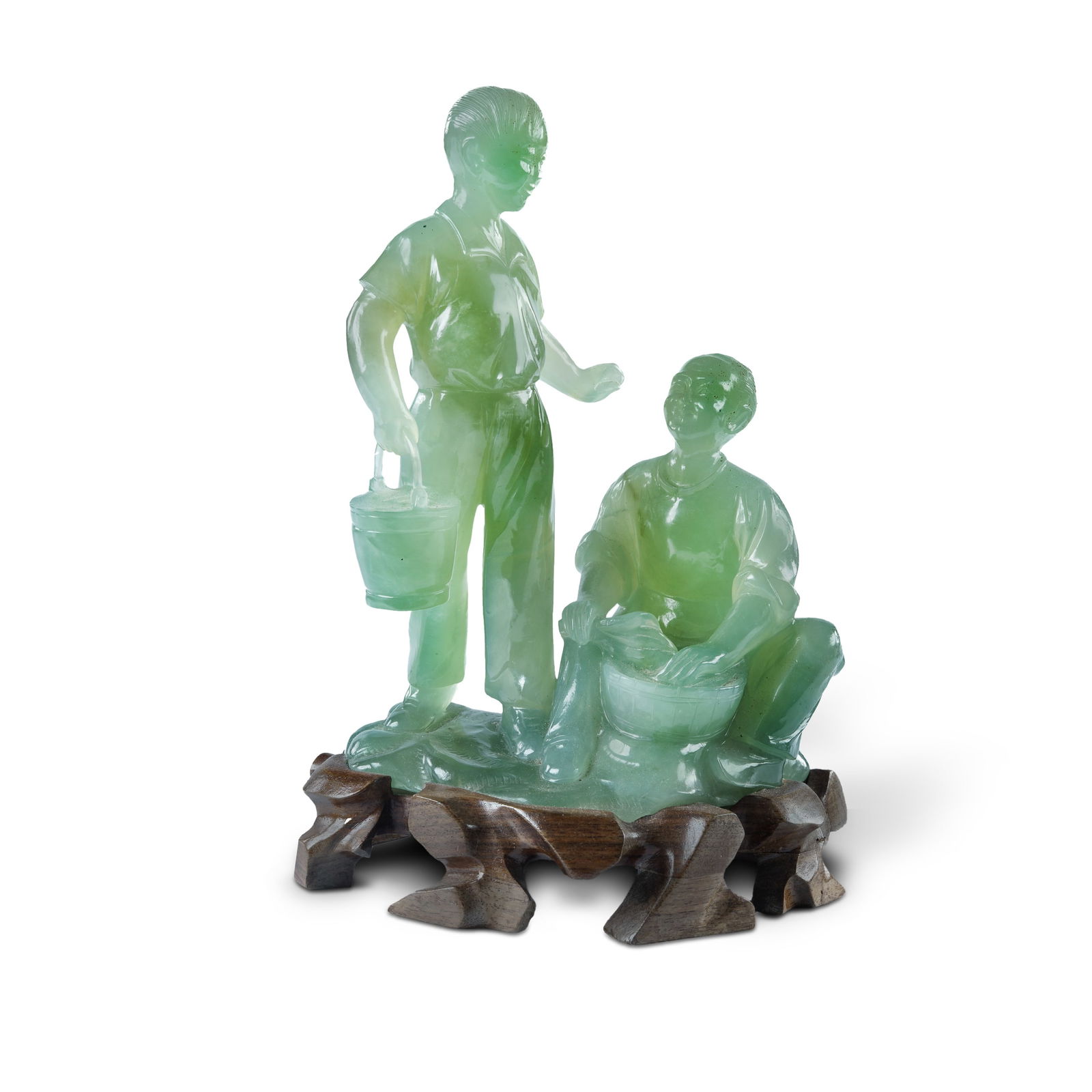 Chinese Cultural Revolution Period Serpentine Figure Group (1 of 2)