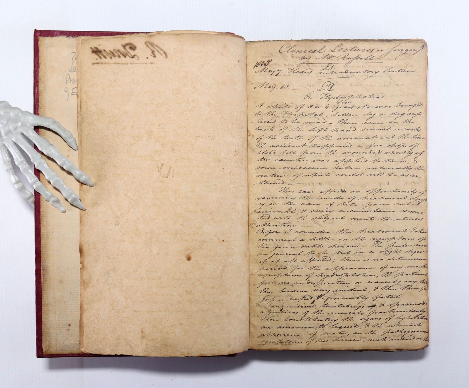 1805 Clinical Lecture Notes Manuscript, Edinburgh.: 1805 Clinical Lecture Notes Manuscript, Edinburgh. Volume of bound lecture notes written by Robert Druitt (senior) (1784-1822) taken from lectures given by James Russell (1755-1836) Professor of Clin