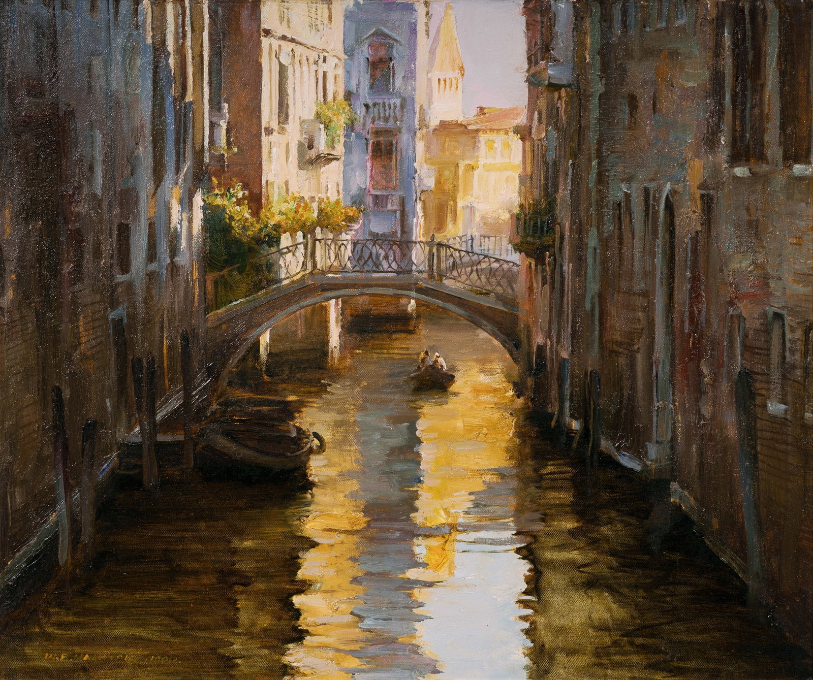 MAO Wen Biao (Chinese b.1950), 'Venice,' 1990., Oil on Canvas, 48x57cm: MAO, Wen Biao (Chinese b.1950) 'Venice,' 1990. Signed, titled and dated lower left. Oil on Canvas 48x57cm