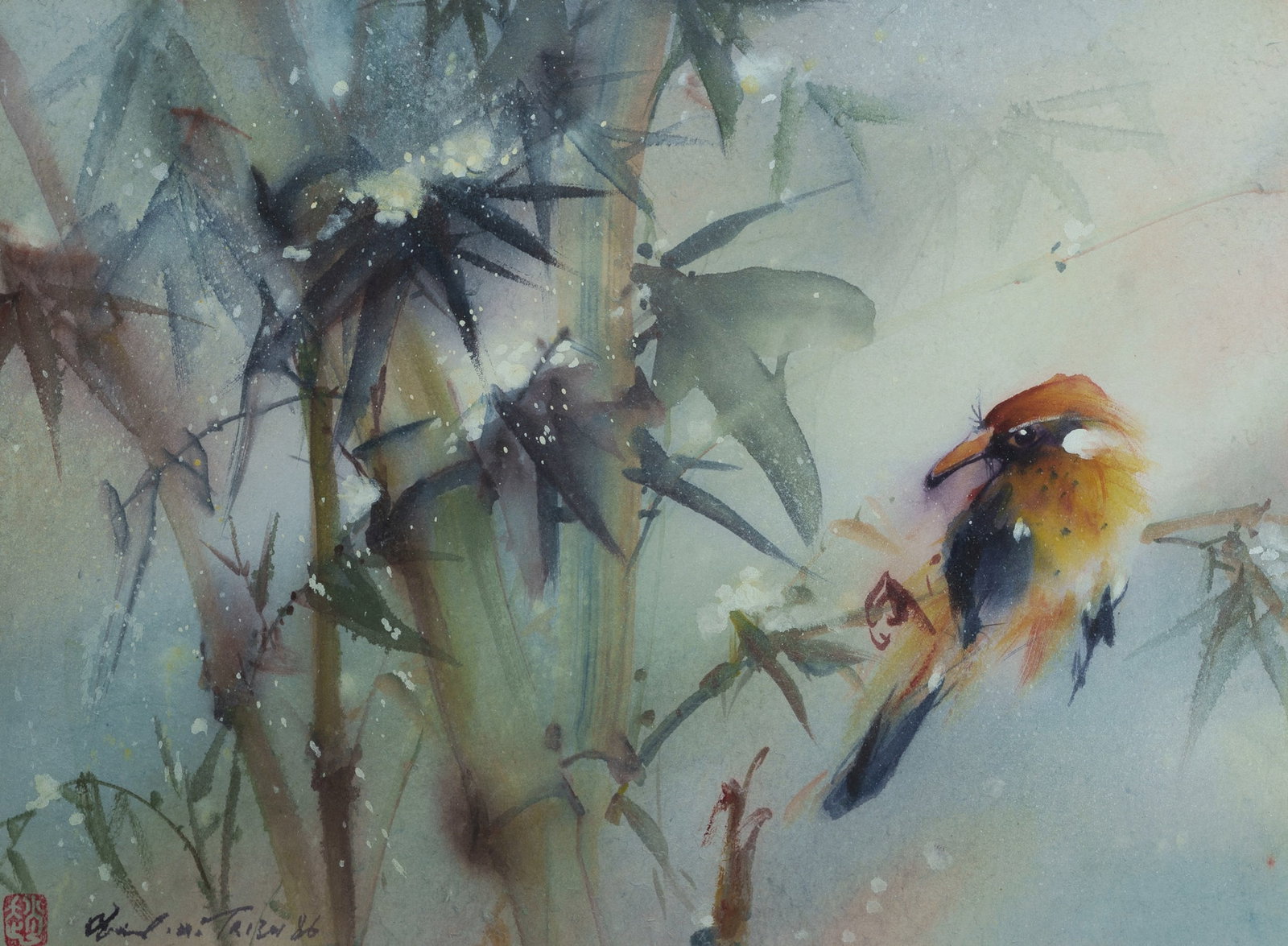 TRIEU Vinh N. (Vietnamese School), 'Under Moonlight,' 1986., W/Clr, 27x37cm (1 of 3)