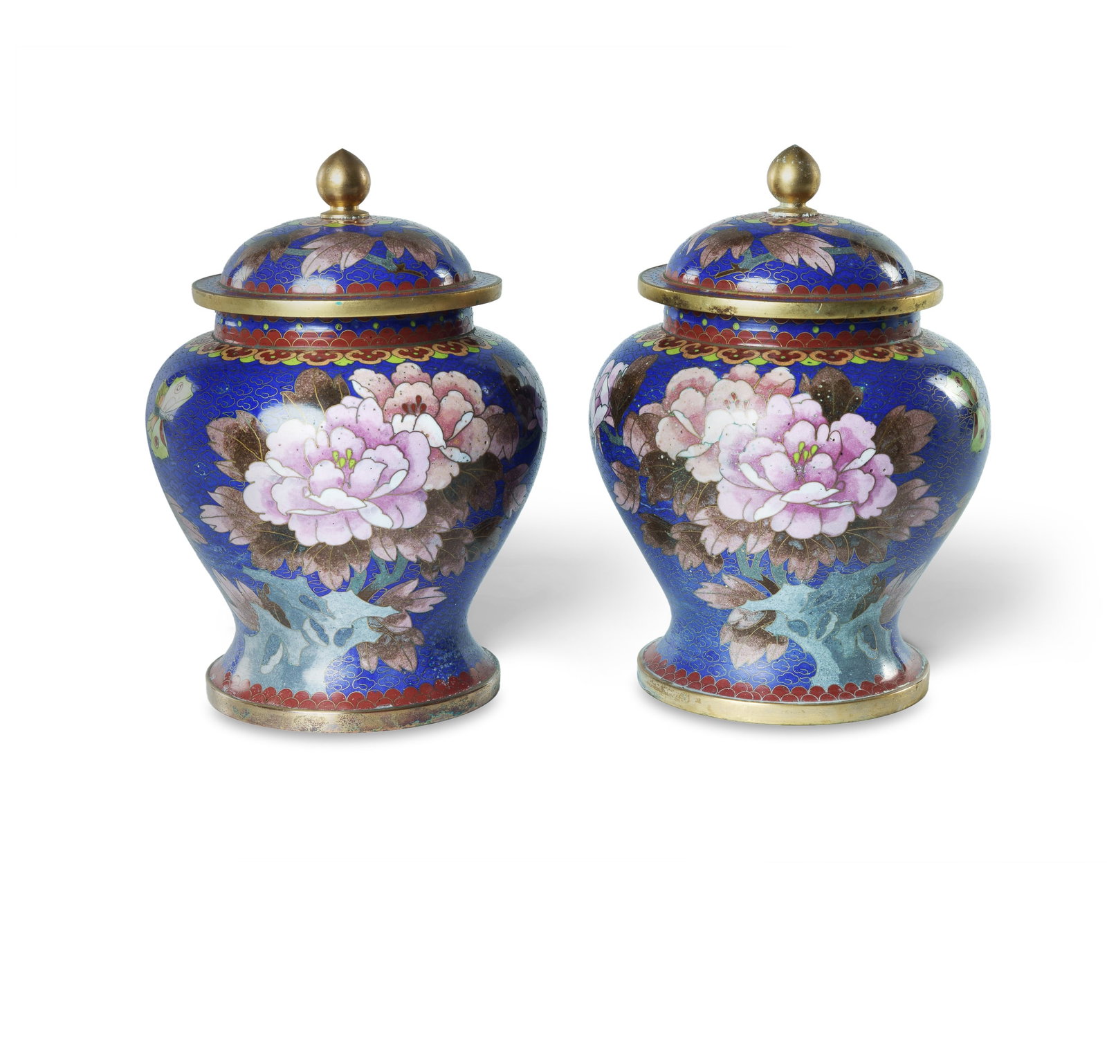 Pr Chinese Cloisonne Enamel Covered Jars (1 of 3)
