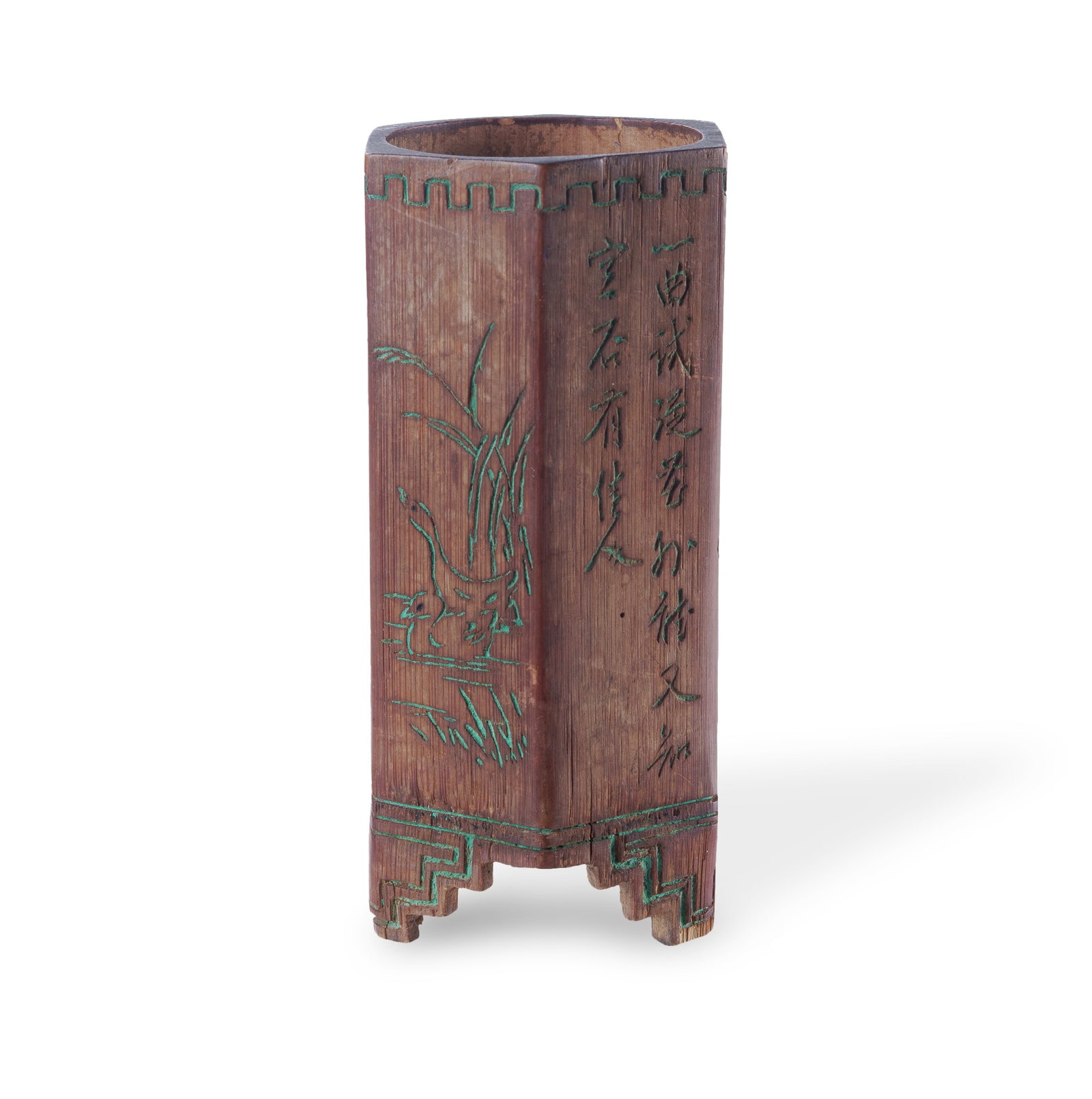Hexagonal Bamboo Brush Pot (1 of 3)