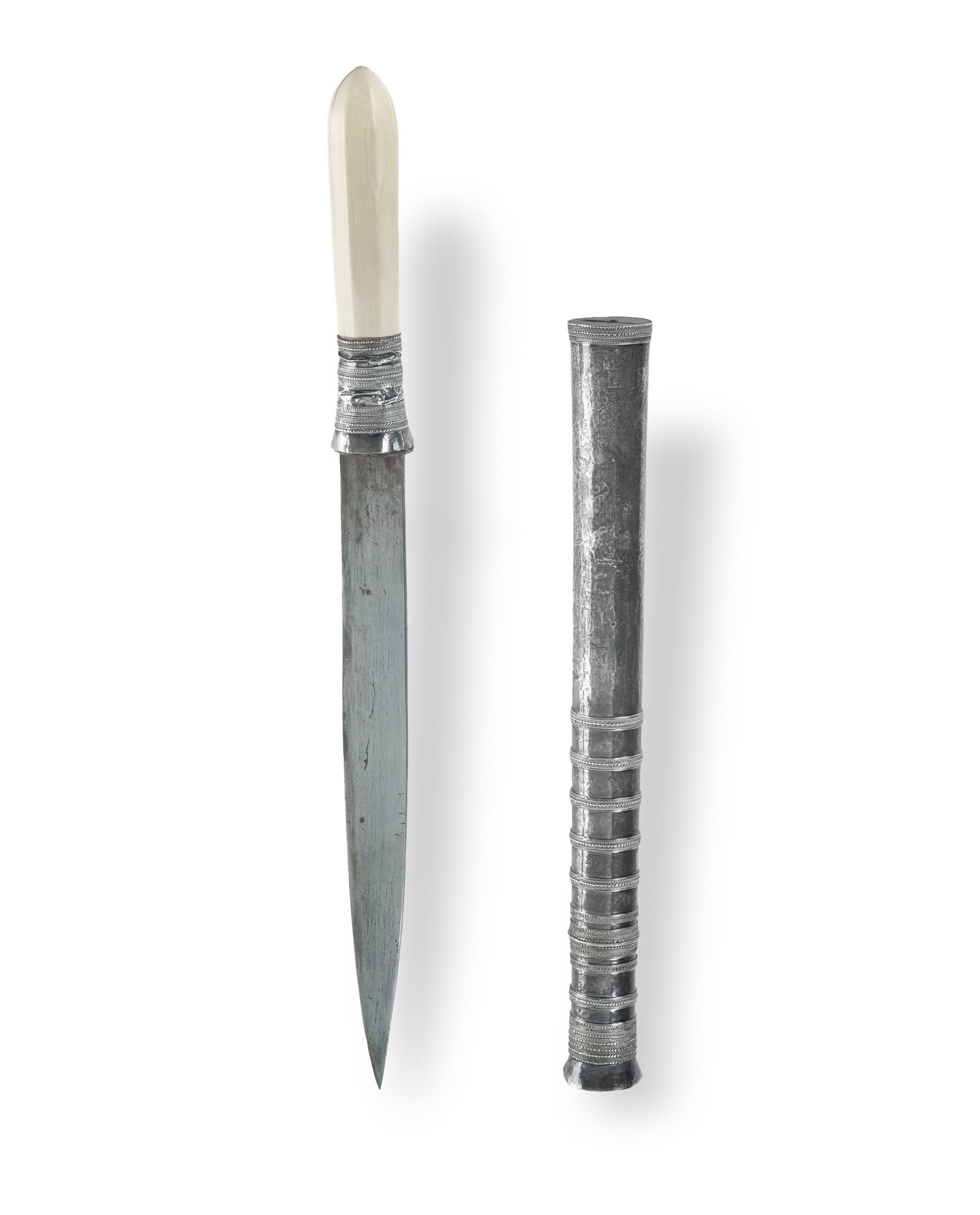19th C Burmese Silver and Ivory DHA Knife (1 of 3)