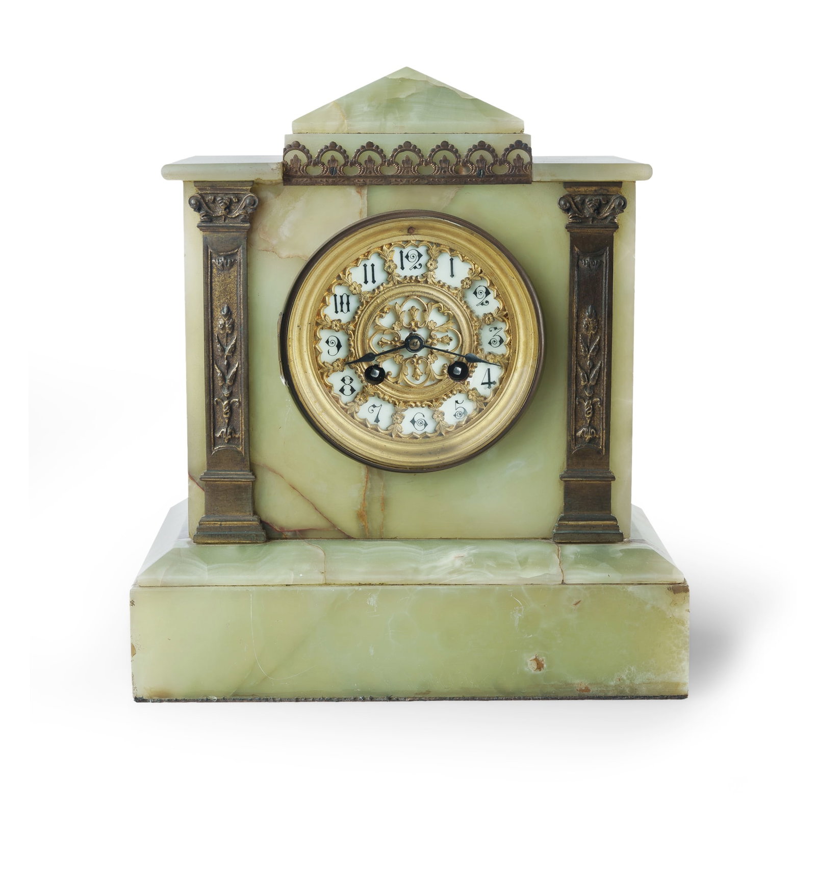 French Napoleon III Green Onyx Mantel Clock (1 of 3)