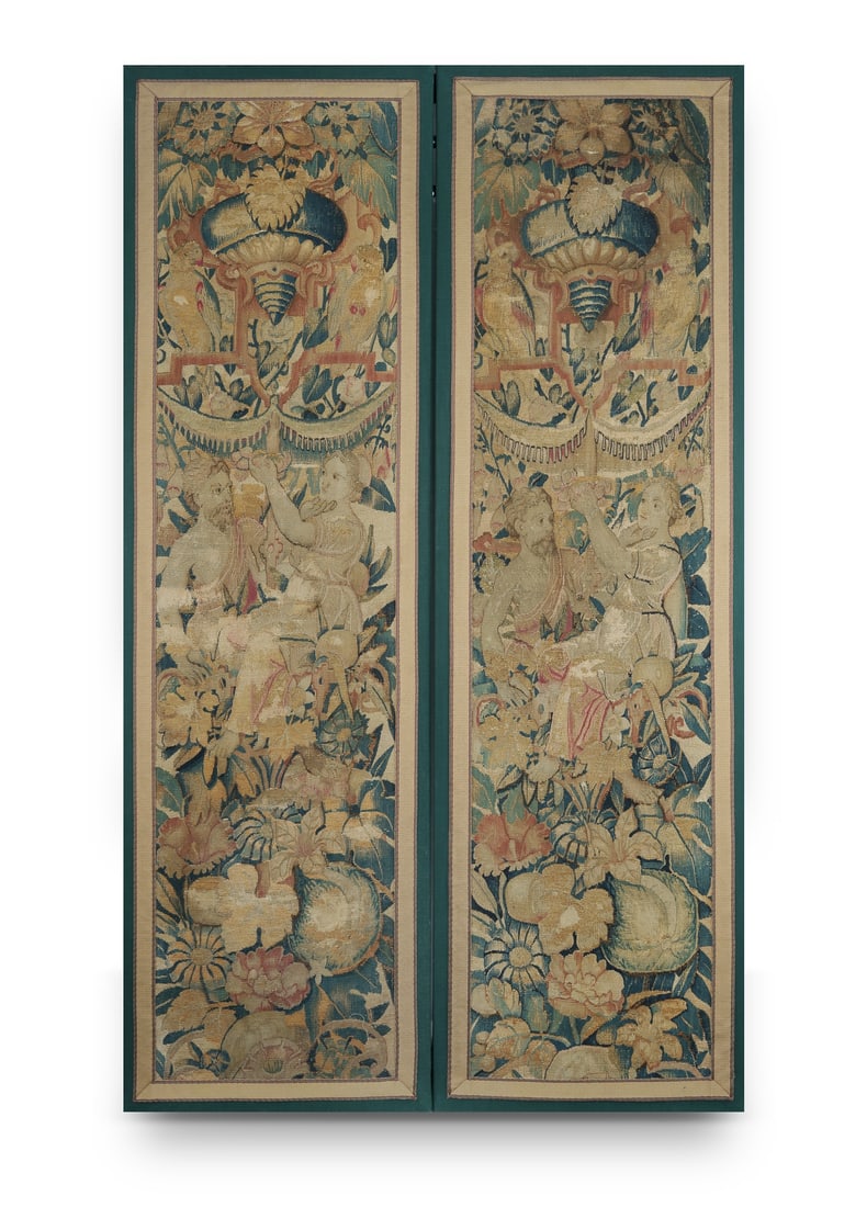 Pr 18th C or Earlier Flemish Verdure Tapestry Panels (1 of 3)