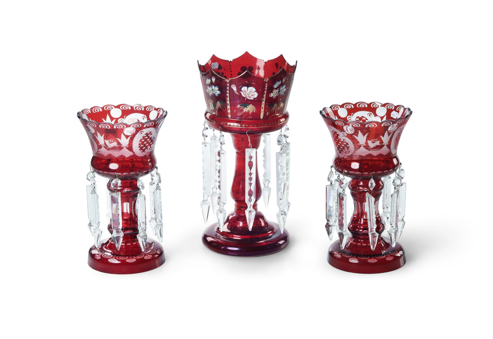 Bohemian Ruby Glass Lustre Vase (1 of 1)
