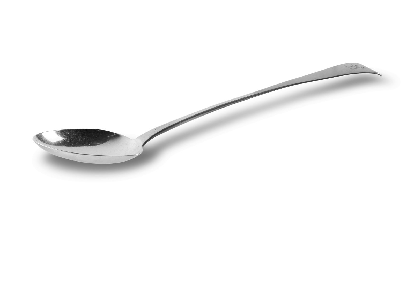 Victorian Sterling Silver Serving Spoon: Victorian Sterling Silver Serving Spoon Hallmarked Exeter 1838, maker Robert Williams. Long-handled fiddle pattern spoon, with engraved crest of lion rampant. (L33cm W113.4g)