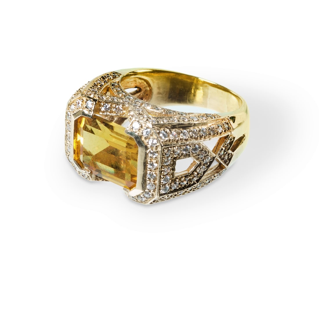 9ct Yellow Gold Citrine & Cubic Zirconia Ring (1 of 2)