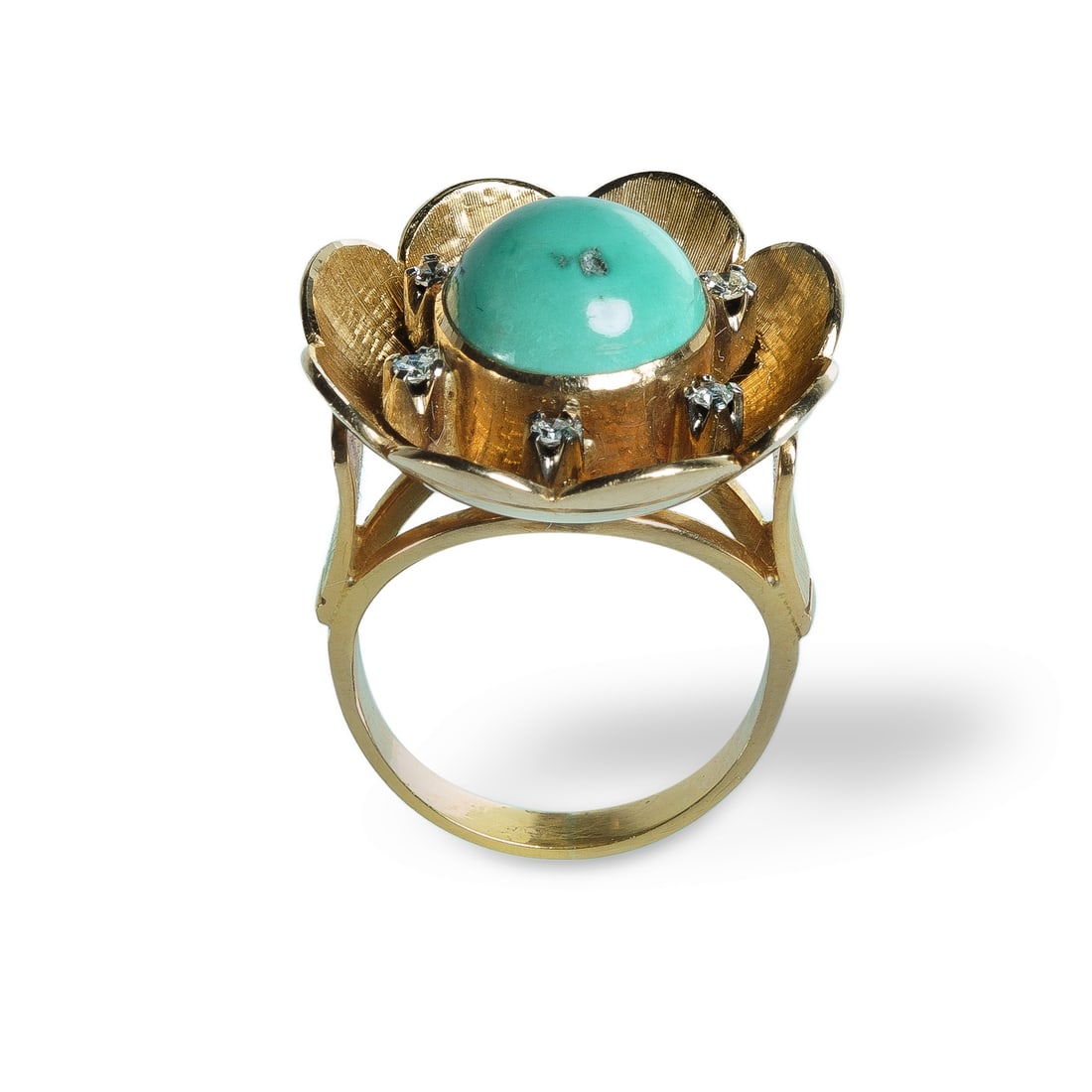 18ct Yellow Gold Turquoise & Diamong Ring (1 of 3)