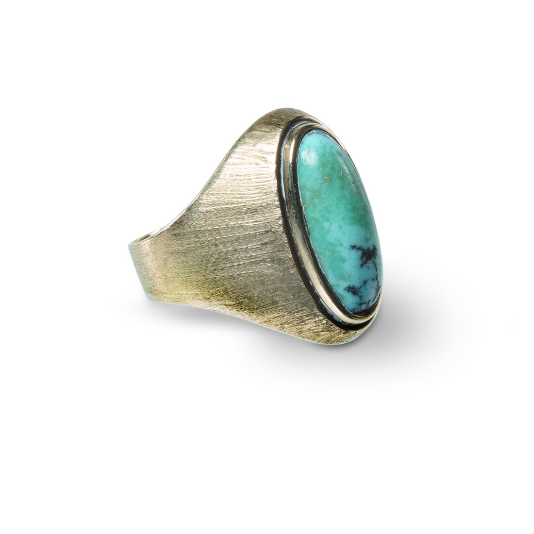 8ct Yellow Gold & Turquoise Ring: 8ct Yellow Gold & Turquoise Ring 1970s oval turquoise ring in 8ct gold (marked 333) Ring size R (2 1/4) Approximate weight: 4g.