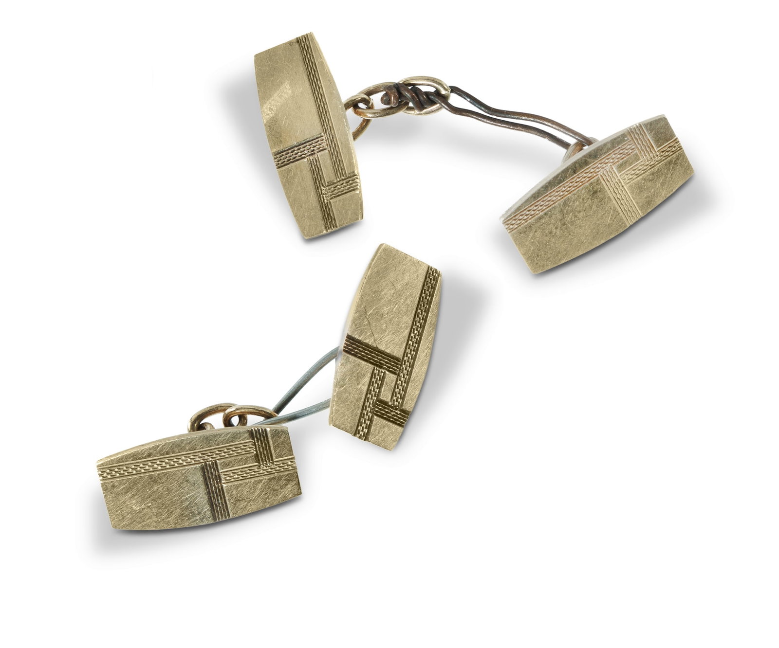 Pr 9ct Yellow Gold Cufflinks: Pr 9ct Yellow Gold Cufflinks Hallmarked Chester, with a metal wire extension between links. Estimated gold weight approx. 4.7g. Approximate weight: 5.01g.