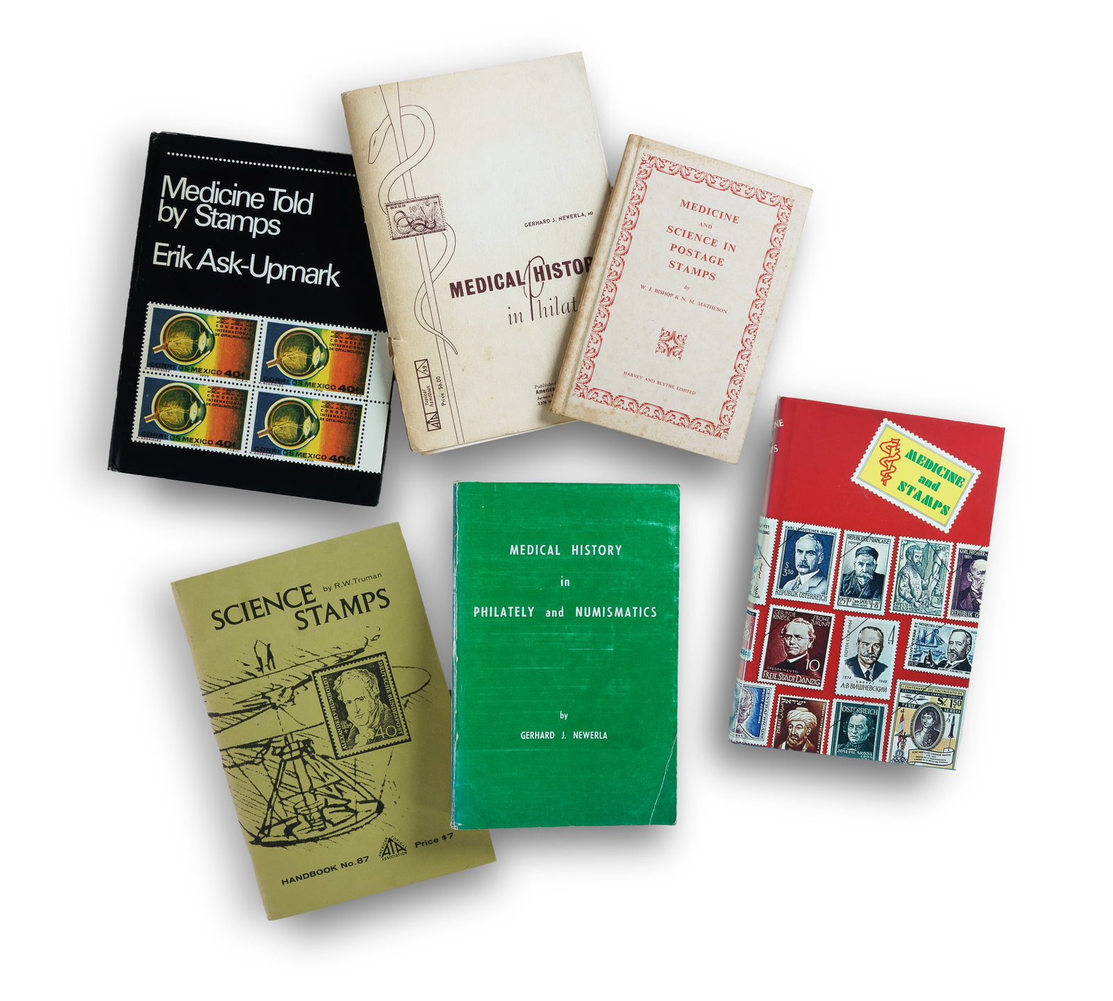6 Specialist Volumes on Medical Themed Stamps by Bishop & Matheson (1948), Newerla (1964), Kyle &: 6 Specialist Volumes on Medical Themed Stamps by Bishop & Matheson (1948), Newerla (1964), Kyle & Shampo (1970), Newerla (1972), Truman (1975) and Ask-Upmark (1976) 1) Bishop, W.J. & Matheson, N.M 'Me