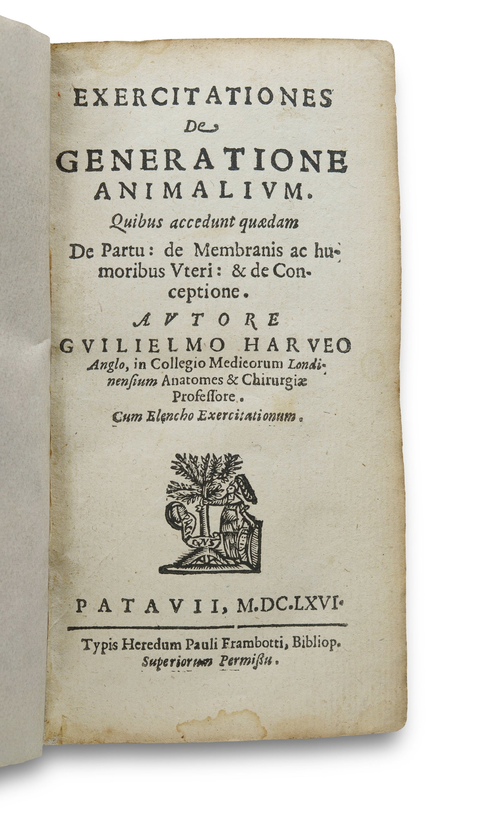 1666 Latin Edition of English Anatomist William Harvey's 'Exercitations de Generatione Animalivm' on (1 of 5)