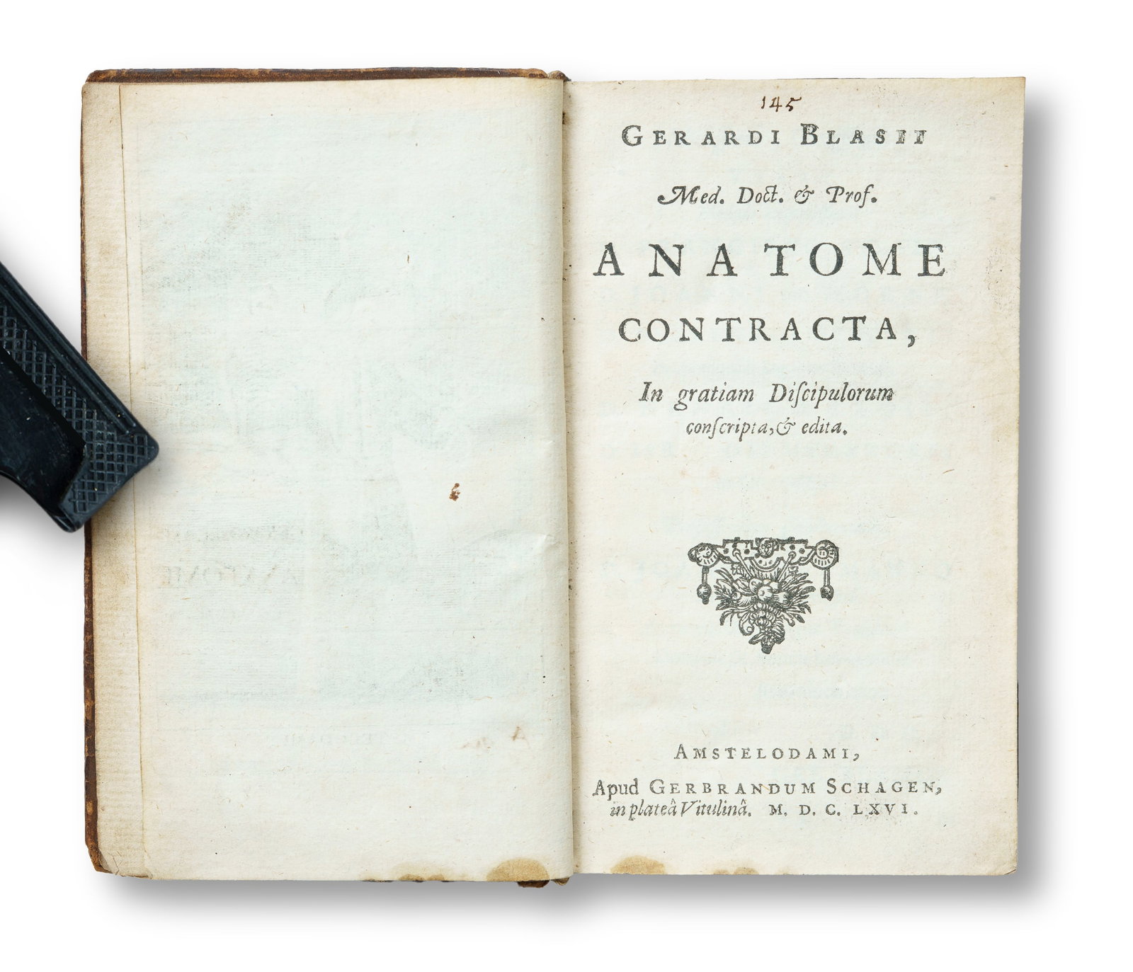 1666 Latin Edition of Gerard Blasius':'Anatome Contracta' (Condensed Anatomy) (1 of 5)