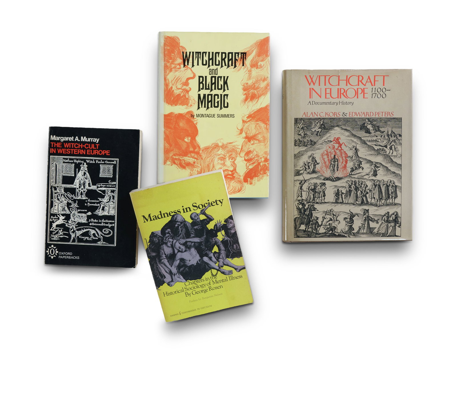 4 Volumes on Witches and Mental Illness by Nelson & Rosen (1969), Murray (1971), Kors & Peters (1 of 1)