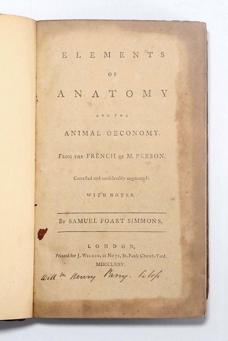 PERSON, Claude. Elements of Anatomy and the Animal Oeconomy... (1 of 4)