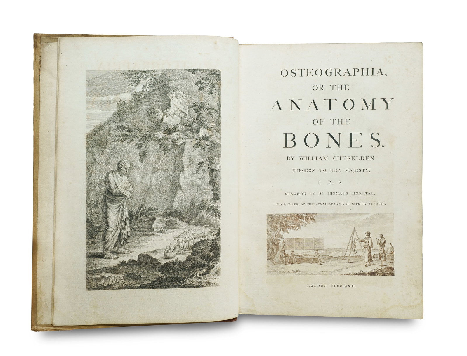 1st Edition 1733 William Cheselden's 'Osteographia, or the Anatomy of the Bones', in English,: 1st Edition 1733 William Cheselden's 'Osteographia, or the Anatomy of the Bones', in English, Limited to 300 Initial Editions. Cheselden, William (1688-1752) 'Osteographia, or the Anatomy of the Bones