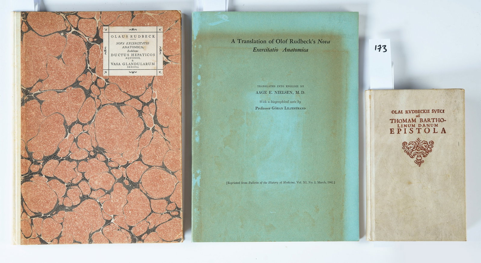 Three Volume Regarding Swedish Scientist Olof RUDBECK: Two Facsimiles from 1657 and 1653, with an (1 of 6)