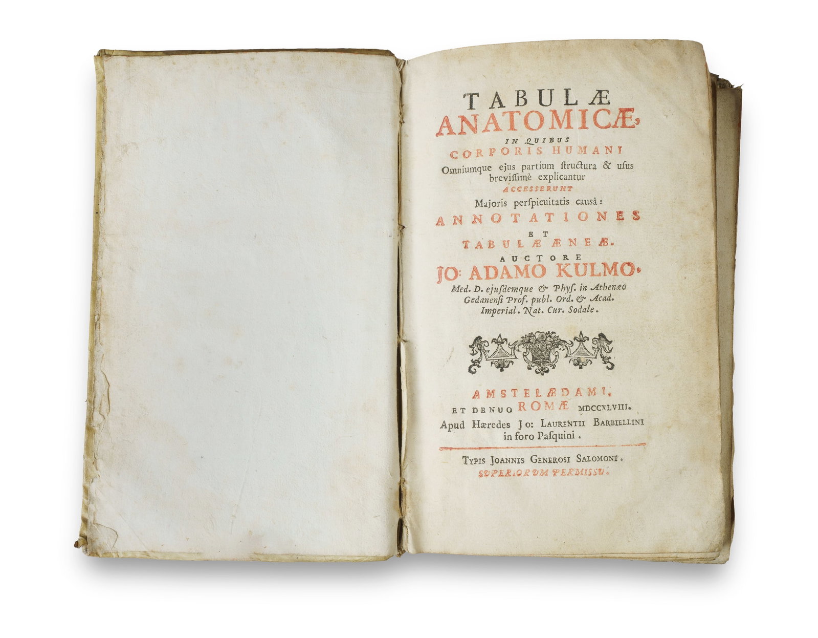 1748 Latin Edition of Johannes Kulm's 'Tabulæ anatomicæ' on Human Anatomy (1 of 4)