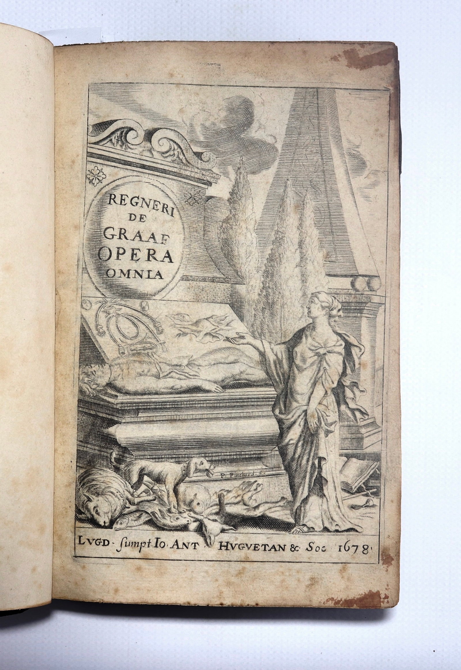 GRAAF, Regnier de. Opera Omnia.: GRAAF, Regnier de. Opera Omnia. Pub. LUGD (Lyon): Sumpt. Io. Ant. Huguetan & Soc, 1678. Engr. title, pp iii-xx, [1] leaf, portrait, 390pp :: many plates. REGNIER DE GRAAF (1641-1673) was a Dutch physi