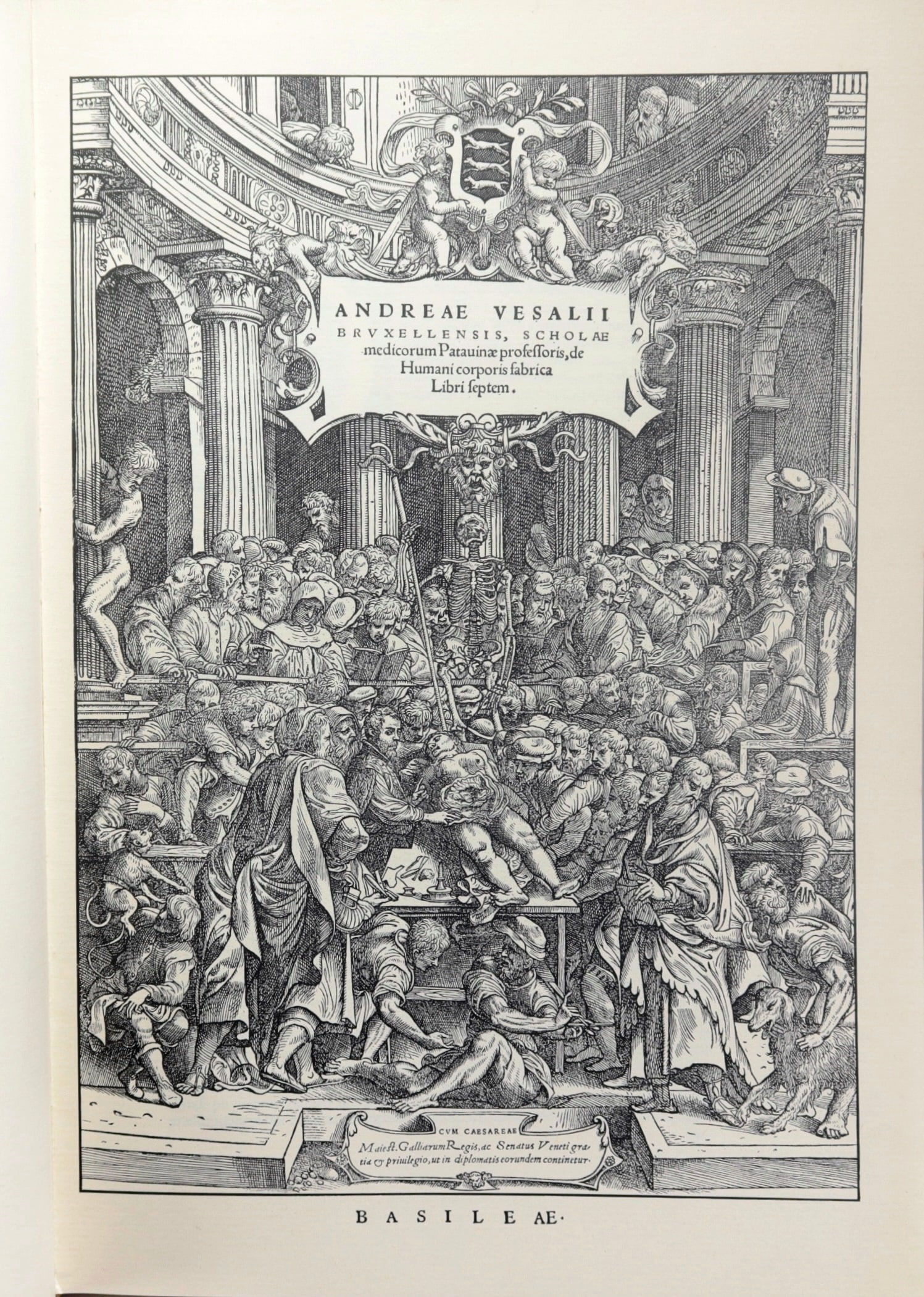 VESALIUS, Andreas. De Humani corporis fabrica Libri septem.: VESALIUS, Andreas. De Humani corporis fabrica Libri septem. Pub. BRUSSELS: Culture et Civilisation, 1964. Woodcut title, 4 leaves, portrait, 663pp (wrongly numbered 659), 18 leaves :: many woodcuts. A