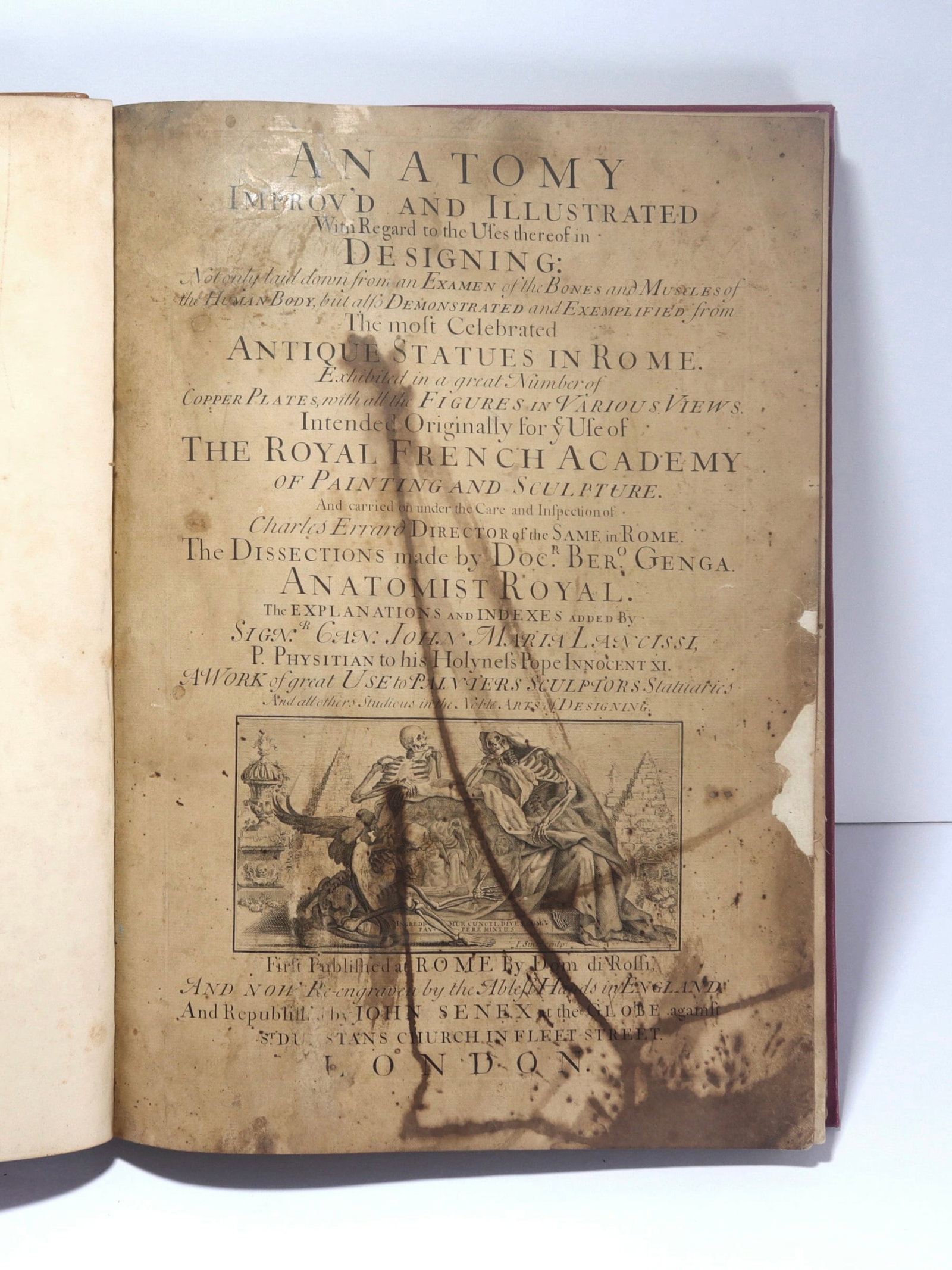 GENGA, Bernardino. Anatomy Improv'd and Illustrated… ….With Regard to the Uses thereof in De: GENGA, Bernardino. Anatomy Improv'd and Illustrated… ….With Regard to the Uses thereof in De signing: Not only laid down from an Examen of the Bones and Muscles of the Human Body, but also Demonst