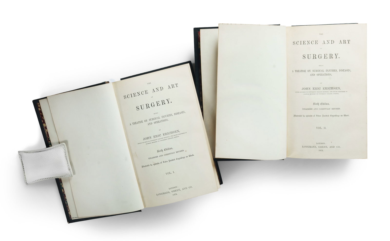2 Volume Set of John Eric Erichsen's 1872 Edition of 'The Science and Art of Surgery', in prize: 2 Volume Set of John Eric Erichsen's 1872 Edition of 'The Science and Art of Surgery', in prize binding. ERICHSEN, Sir John Eric (1818-1896) 'The Science and Art of Surgery. Being a treatise on surgic