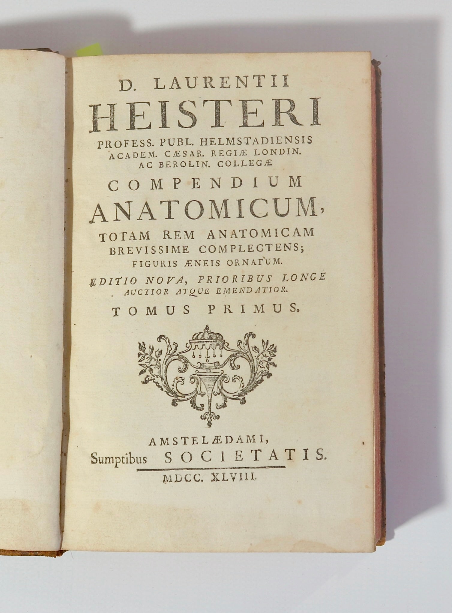 HEISTER, Lorenz (1683-1758) Compendium Anatomicum Totam rem Anatomicam Brevissime Complectens; (1 of 5)