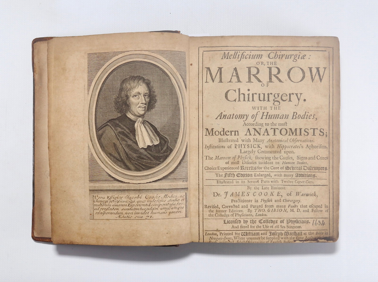 COOKE, James. Mellificium Chirurgiæ: or, the Marrow of Chirurgery. With the Anatomy of the Human: COOKE, James. Mellificium Chirurgiæ: or, the Marrow of Chirurgery. With the Anatomy of the Human Bodies According to the most Modern Anatomists; Illustrated with Many Anatomical Observations. Fifth e