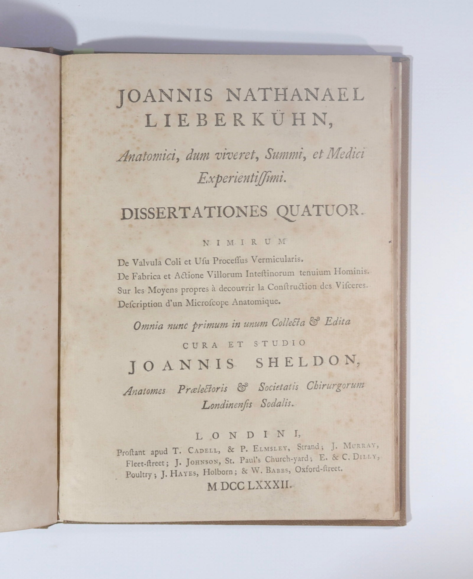 LIEBERKÜHN, John Nathanael (1711-1756) Dissertationes Quatuor Nimirum. De Valvula Coli et Usu: LIEBERKÜHN, John Nathanael (1711-1756) Dissertationes Quatuor Nimirum. De Valvula Coli et Usu Processus Vermicularis. De Fabrica et Actione Villorum Intestinorum Tenuinum Hominis. Sur les Moyens Prop