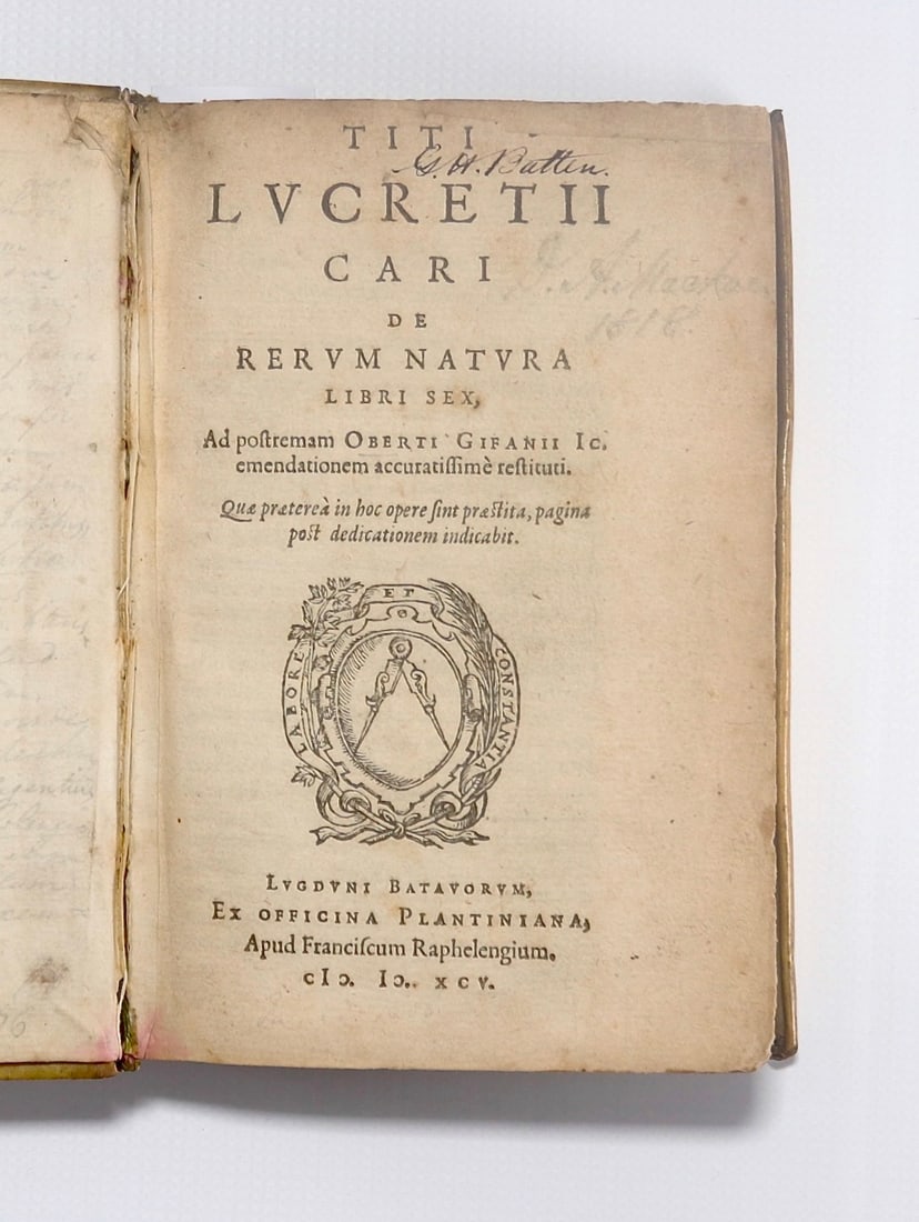 LUCRETIUS CARUS, Titus. De Rerum Natura Libri Sex (1 of 4)