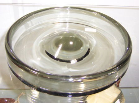Holmegaard Circular Smoky Glass Float Bowl: Signed to base.