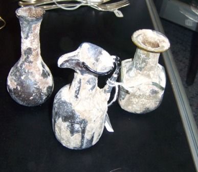 3 Romano-Syrian Antique Glass Flasks