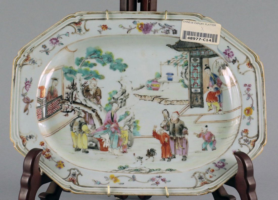 A Chinese Export Famille-Rose and Gilt figural Square (1 of 7)