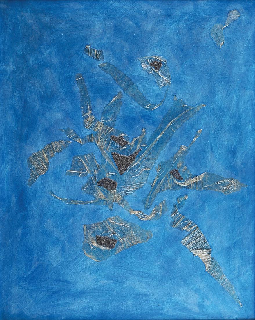 Giulio Turcato Mantova 1912 - Rome 1995 100x80 cm.: "Skin", oil and collage on canvas, 1967, framed This artwork is archived at Giulio Turcato archive with the n. SP210120ME10SB, certificate, archive number on the back of the canvas