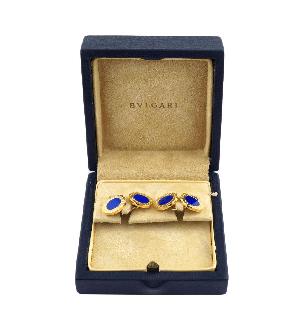 A pair of Bugari 18kt gold cufflinks and lapis lazulo (1 of 2)