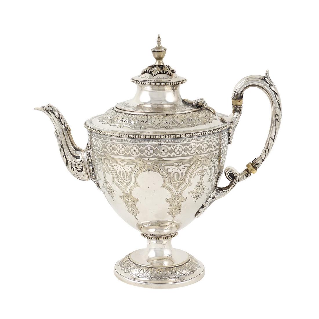 A silverplate teapot 19th century h. 23 cm. (1 of 1)