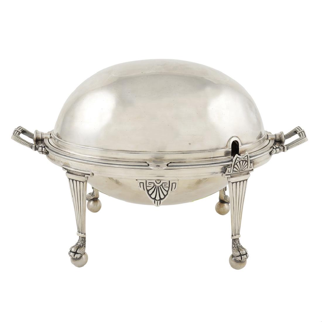 English Silver Plate Entree Serving Dish Revolving Dome (1 of 1)