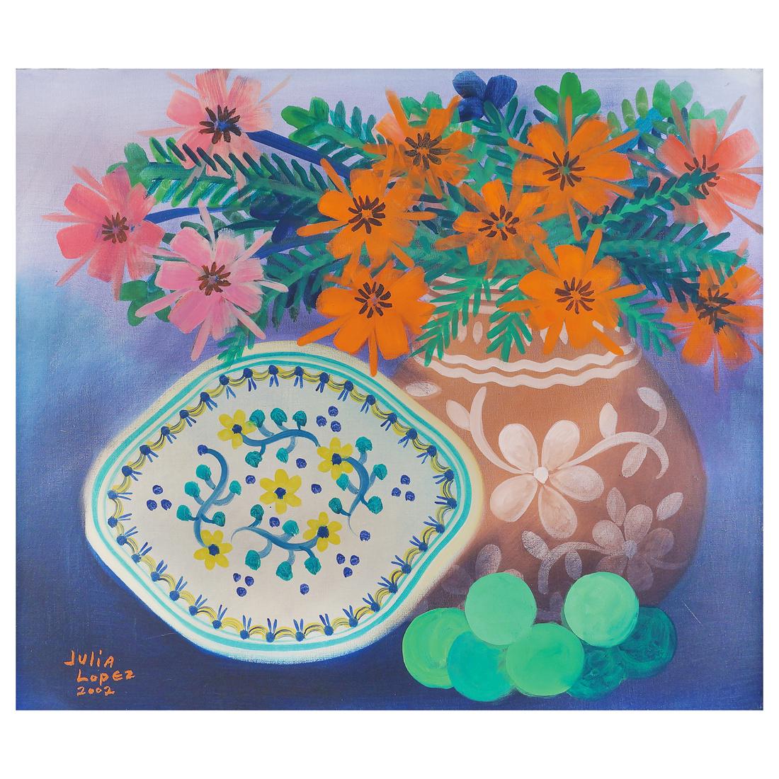 Julia Lopez Mexico, 1936 60x70 cm.: "Olla de San Marcos", oil on canvas, signed and dated 2002 on the right bottom, framed