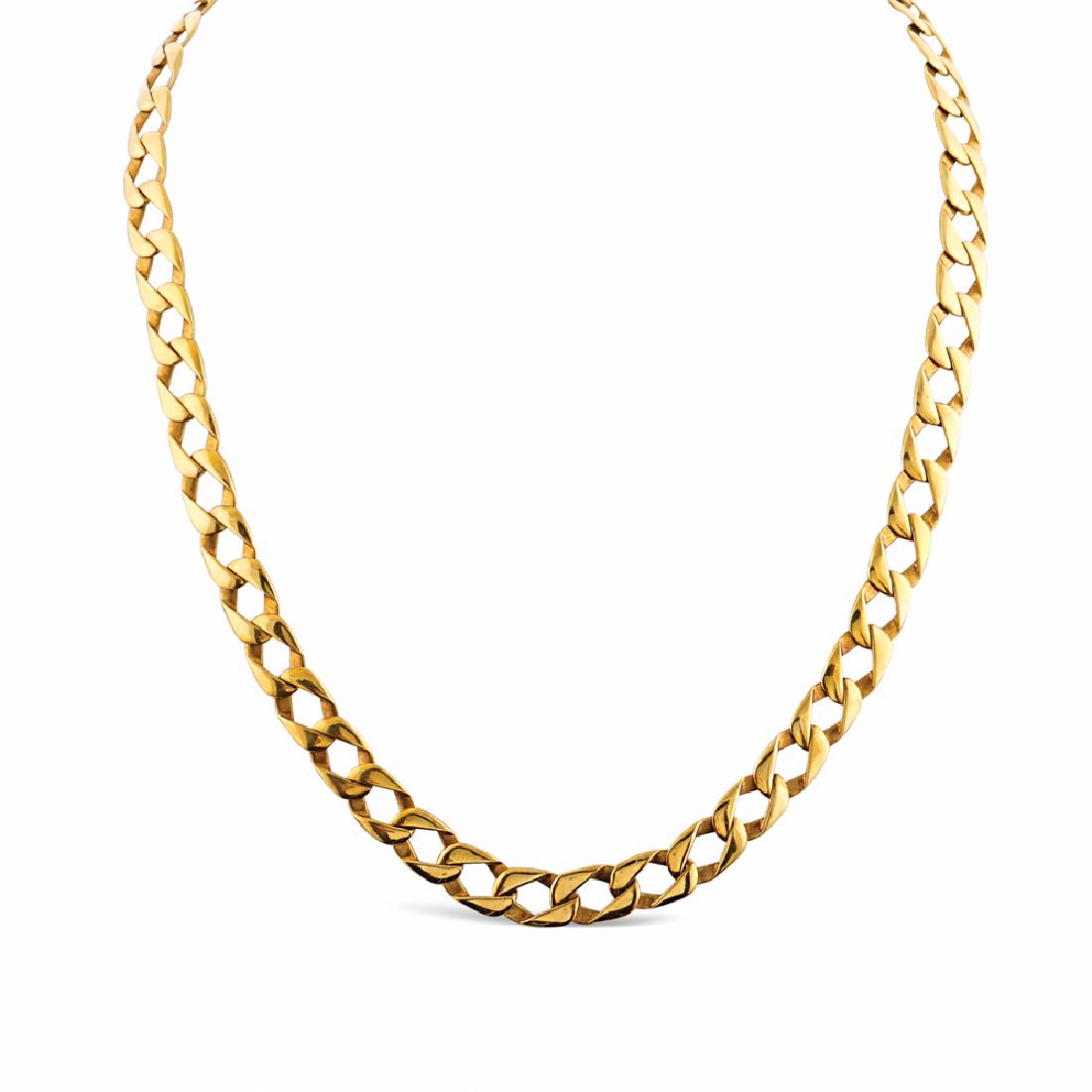 Chimento, 18kt gold collier weight 25,7 gr.: groumette flat links, signed on the clasp, length 16 cm.