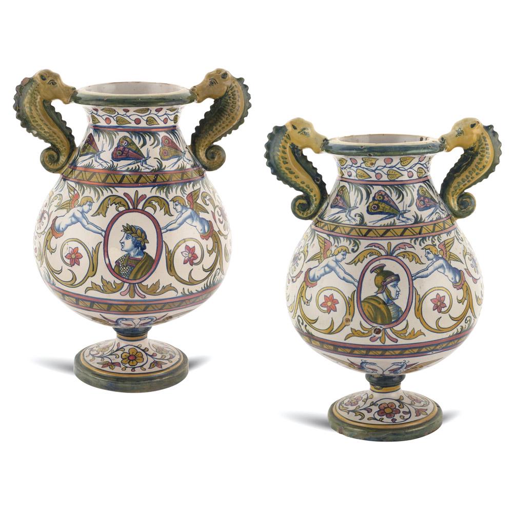 Pair of Gualdo Tadino majolica vases 20th century h. (1 of 1)