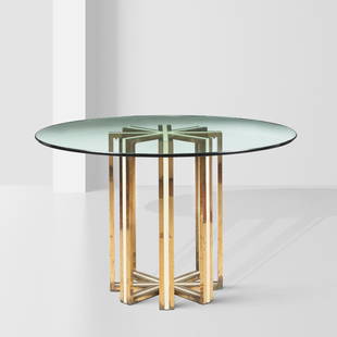 Nucci Valsecchi Italy, 1970s 73x115 cm.: round table in brass, painted metal and glass