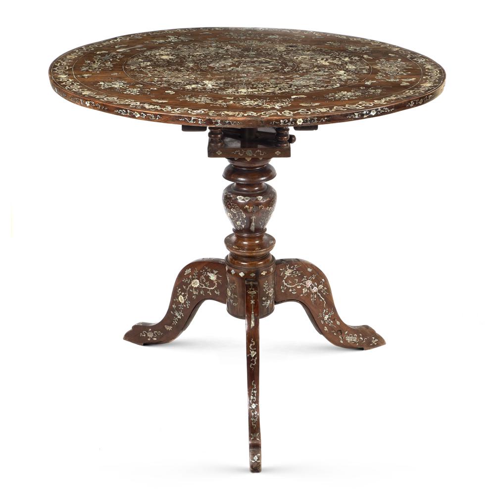 Walnut and mother of pearls table (1 of 2)