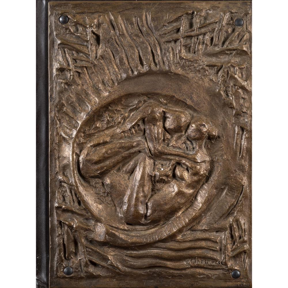 The Bible, volume with illustrations by Gustave DorÃ¨: Augusta Edizioni Roma 1965, 42x32x7 cm., cover decorated with bronze bas-reliefs by the sculptor Giuseppe Marinucci