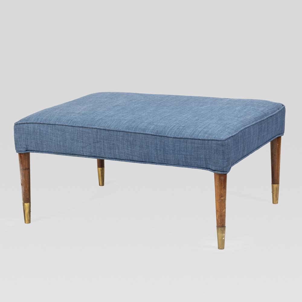 Italian manufacture: 1960s, 40x62x82cm., wooden and upholstered fabric bench, wears