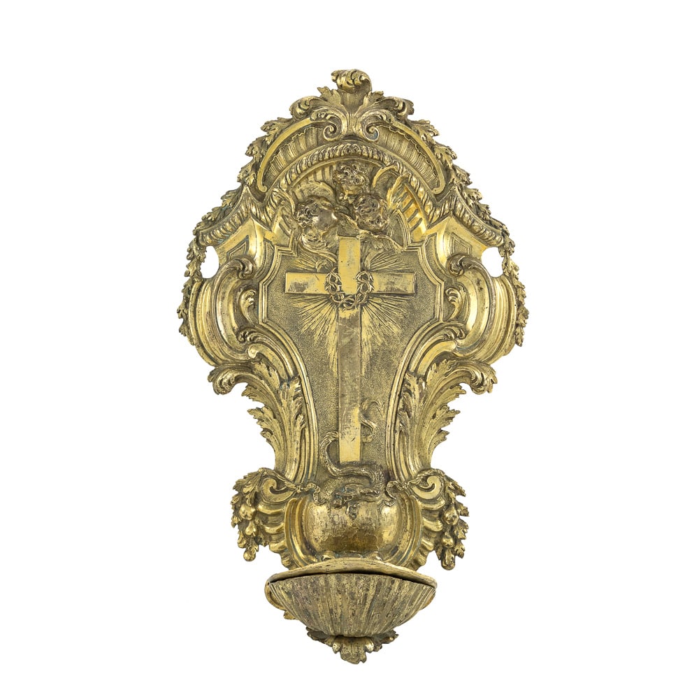 Gilded bronze holy water stoup (1 of 1)