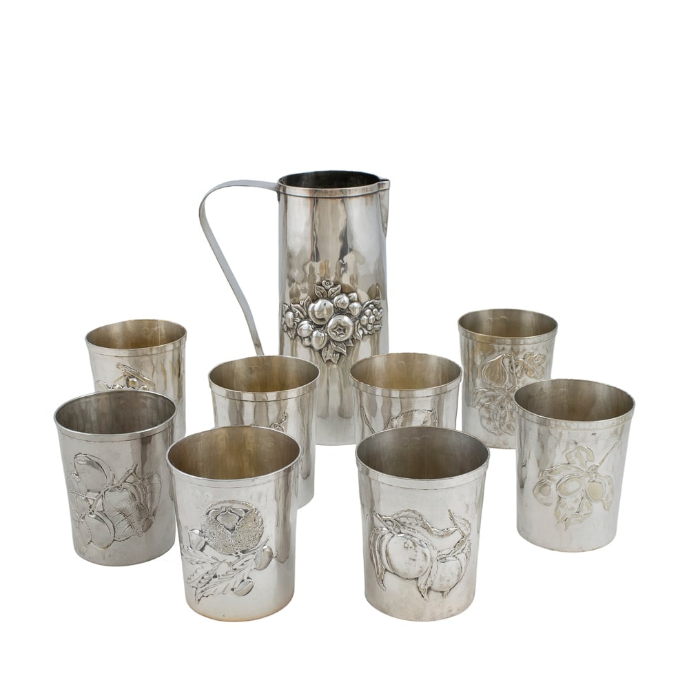 Silver metal drink set (9) (1 of 1)