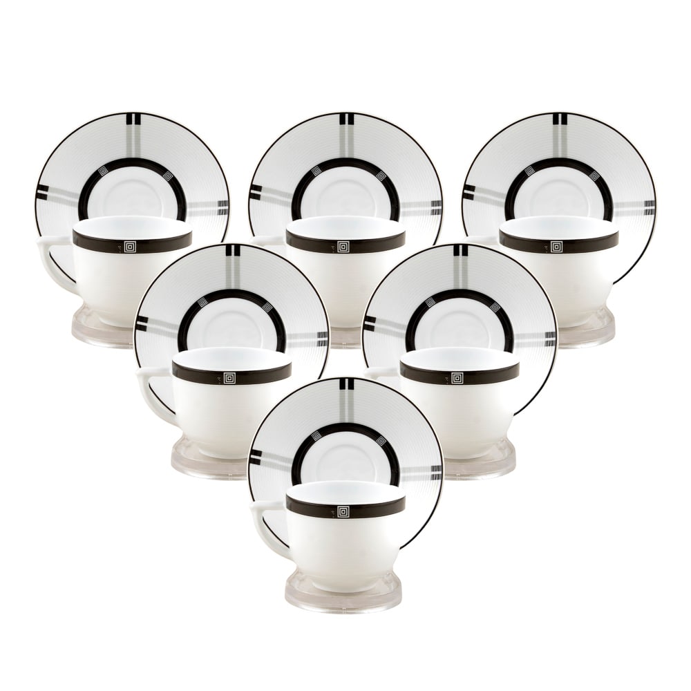 Bernardaud Limoges, porcelain coffee service (12): France, 20th century, , "Wiener" collection, production brand, comprising of: 6 cups h. 5cm. with 6 saucers d. 12cm.