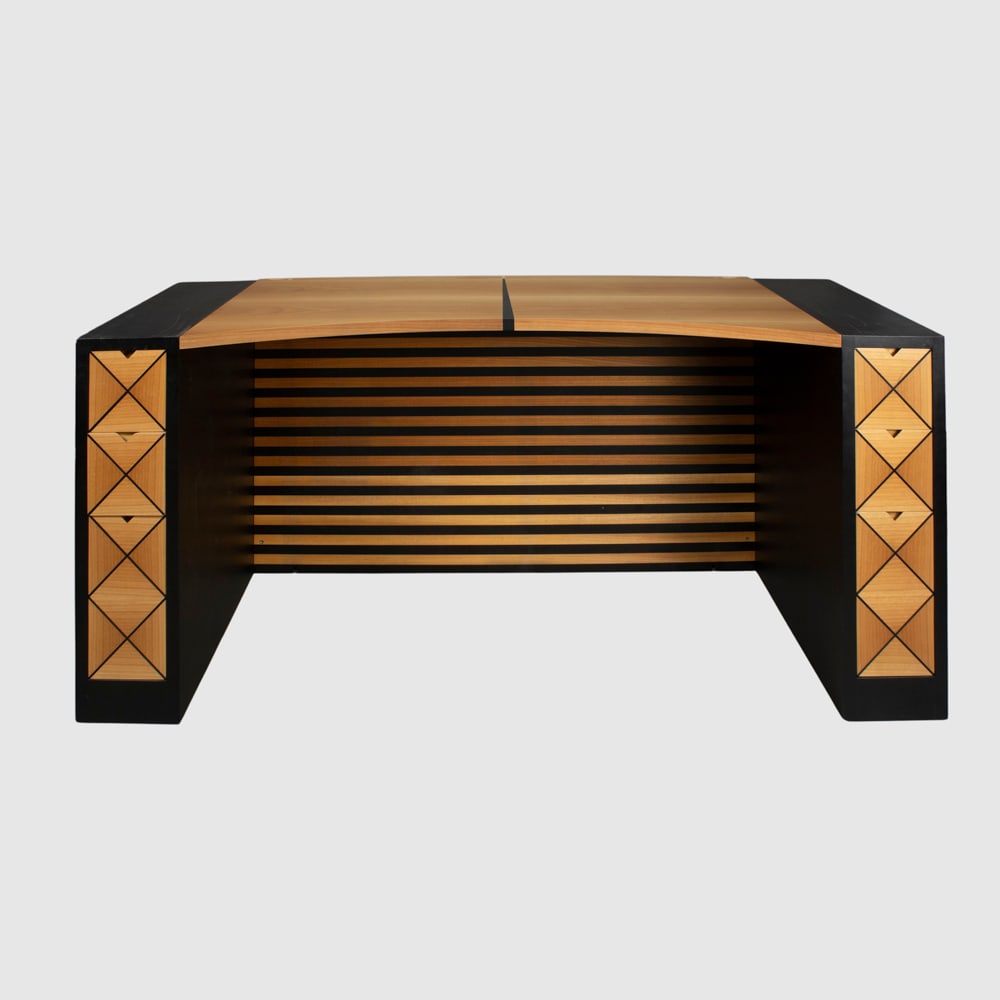 Antonia Astori, produced by Driade Aleph: Italy, 1990s, 75x172x63 cm., dressing table, Alma Ditha model, in wood and ebonized wood, featuring the production brand, signed and numbered 3, with signs of wear and missing partsBibliography: G. Gr