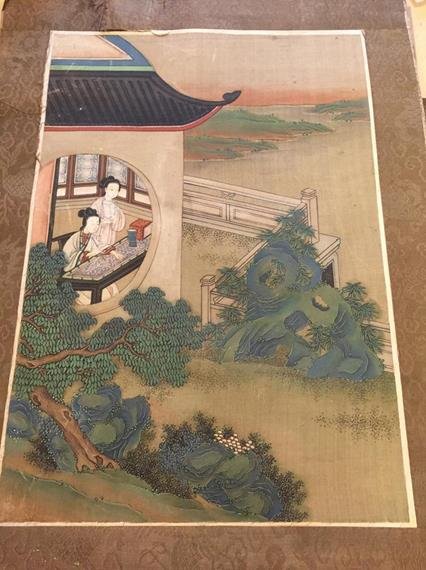 old chinese painting: old chinese pinting with ladys 18h x 13 w